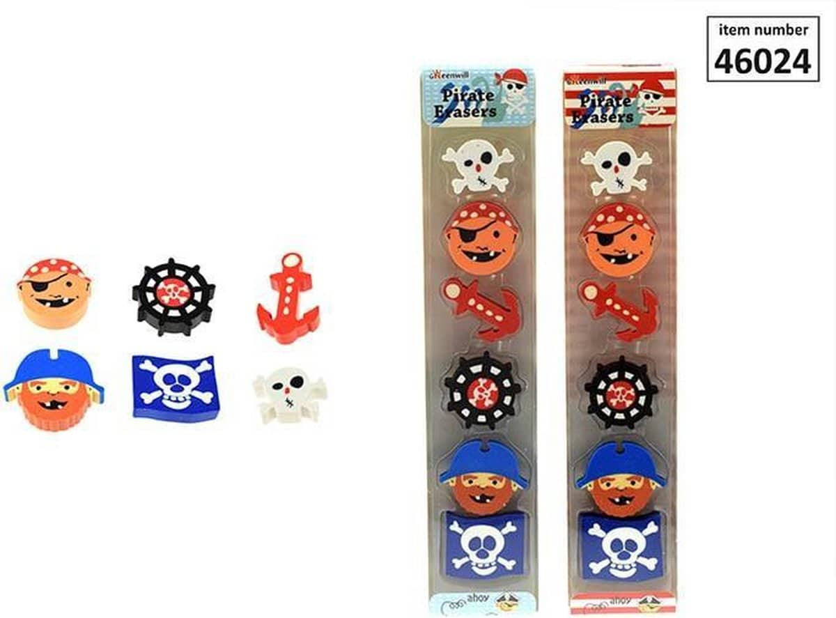 Gommes pirate Van der Doelen, 6 pièces