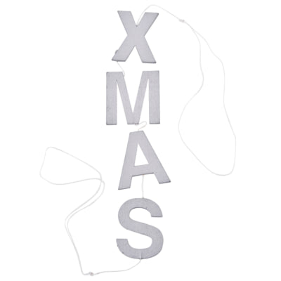 Guirlande de lettres de Noël couleur argent verticale 60 cm | 24 pièces