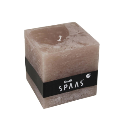 Spaas (r) bougie pilier rustique carré taupe 10 x 10 cm | 6 pièces