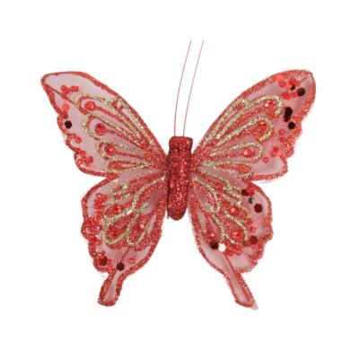 Papillon sur pince rouge 11 cm | 48 pièces