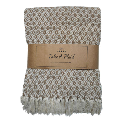 Prenez un plaid 56 coton recyclé beige 130 x 180 cm | 12 pièces