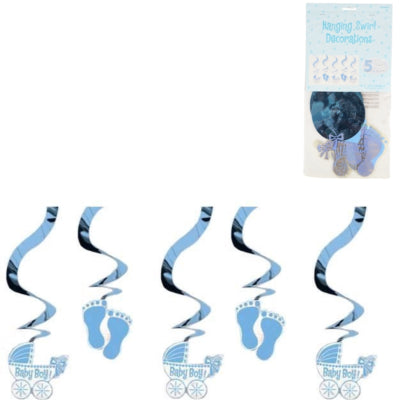 Amscan pendentif spirale bébé garçon feuille 61 cm lot de 5 | 24 pièces