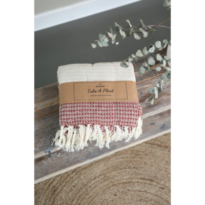 Prenez un plaid 12 coton recyclé rouge 130 x 180 cm | 12 pièces
