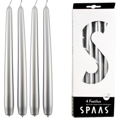 Spaas (r) bougies de table couleur argent 2,2 x 25 cm 4 pièces | 12 pièces