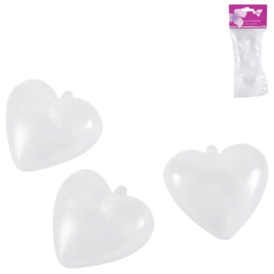 Pendentif coeur transparent 6 cm lot de 3 | 24 pièces