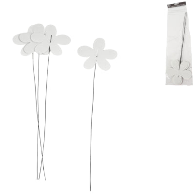 Bouchon décoratif fleur blanc 38 cm lot de 4 | 24 pièces