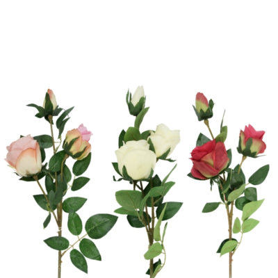 No brand roses de fleurs artificielles 79 cm 3 assorties | 4 pièces