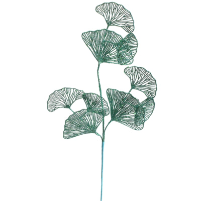 Branche artificielle ginko paillettes vert 70 cm | 36 pièces