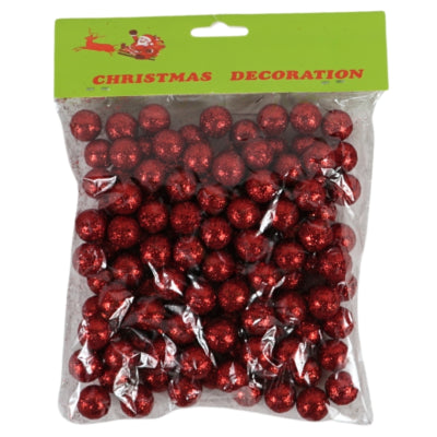 Boule de décoration de Noël à paillettes rouge 1,5 cm | 48 pièces
