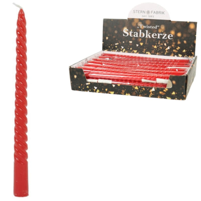 Stern Fabrik Bougie de dîner Twist rouge 2,2 x 25 cm | 36 pièces