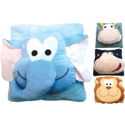 Coussin xl peluche visage animal 70 x 70 cm 4 assortis | 4 pièces