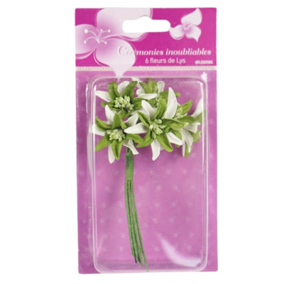 Fleur déco vert 13 cm lot de 6 | 24 pièces