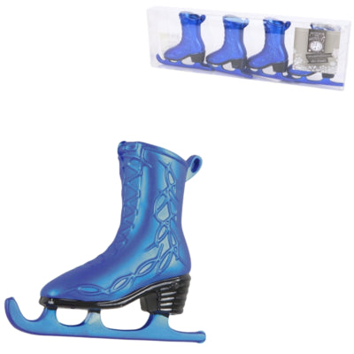 Pendentif de Noël patin bleu 7,5 cm lot de 4 | 48 pièces