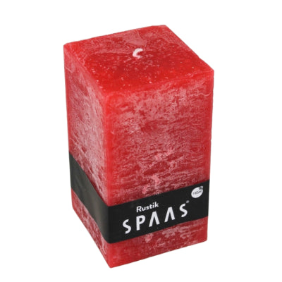 Spaas (r) bougie pilier rustique carré rouge 7 x 13 cm | 6 pièces
