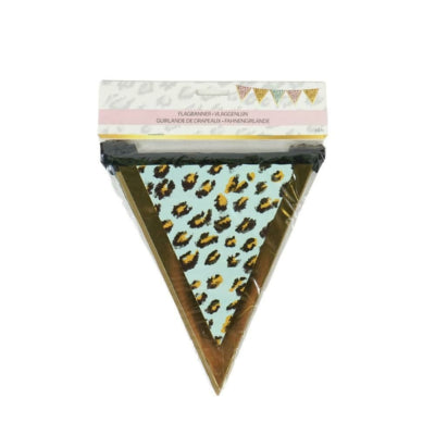 Guirlande de fanions léopard funky 350 cm | 48 pièces