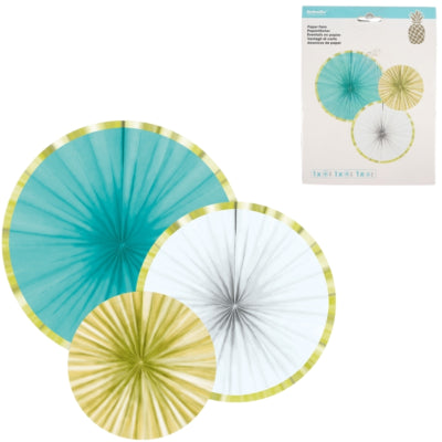 Amscan décoration éventail fête papier ananas 35 cm lot de 3 | 10 pièces