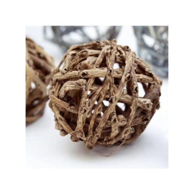 Boules de décoration en osier marron 6 cm 6 pièces | 18 pièces