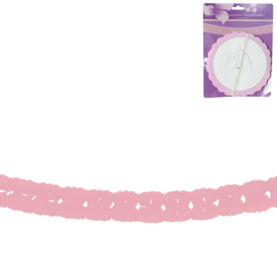 Guirlande ronde papier rose 3 m | 24 pièces