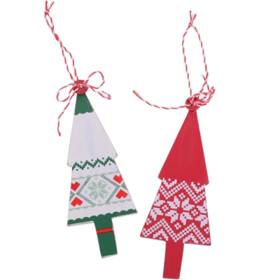 Pendentif sapin de Noël 2 assortis 13 cm | 24 pièces