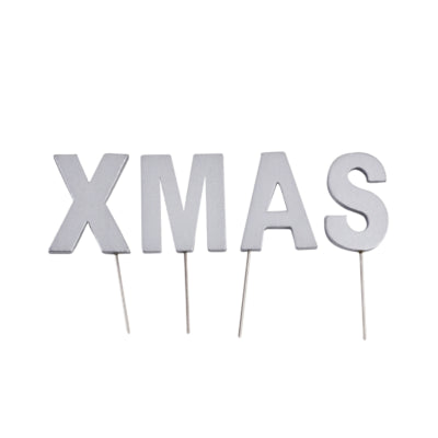 Abi décoration Bouchons de lettre de Noël Noël couleur argent 5 cm | 24 pièces
