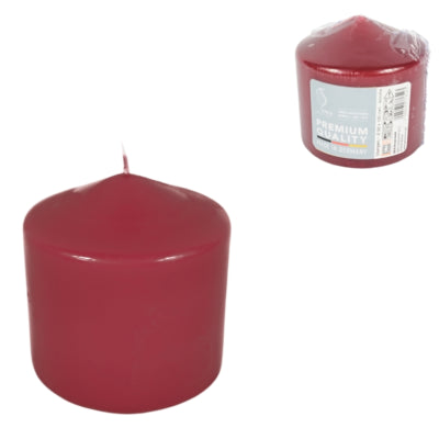 Bougie pilier de Gala rouge vin 10 x 10 cm | 6 pièces