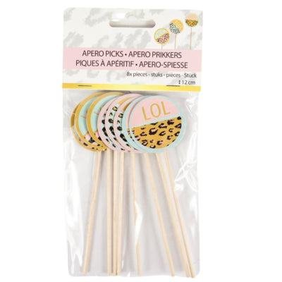 Bâtons à cocktail funky léopard 12 cm lot de 8 | 48 pièces