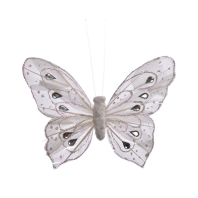 Papillon sur pince blanc 12 cm | 24 pièces