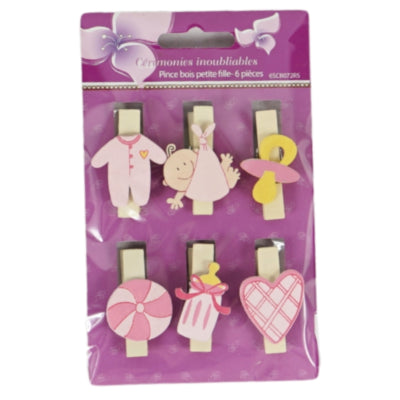 Cheville en bois rose bébé 4 assortis lot de 6 | 48 pièces