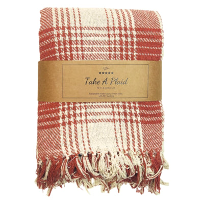 Take a plaid polyback pique-nique plaid rouille blanc 160 x 160 cm | 10 pièces