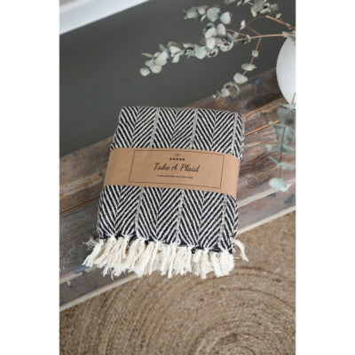 Prends un plaid 32 coton recyclé noir 130 x 180 cm | 12 pièces
