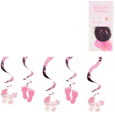 Amscan pendentif spirale bébé fille feuille 61 cm lot de 5 | 24 pièces