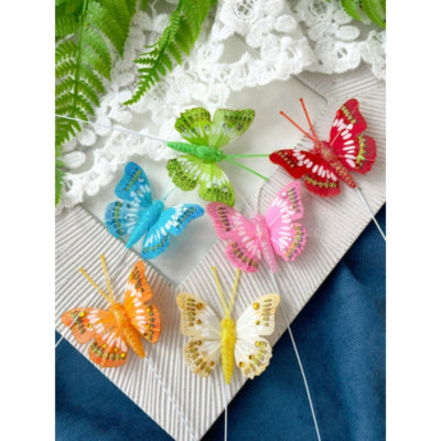 Décoration papillon sur fil 6 cm lot de 4 | 50 pièces