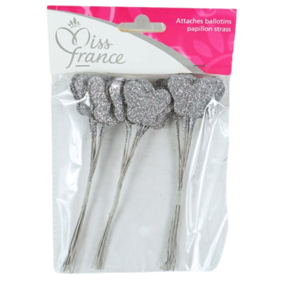 Ballon Miss France attache papillon avec paillettes argenté 13 cm 36 pièces | 24 pièces