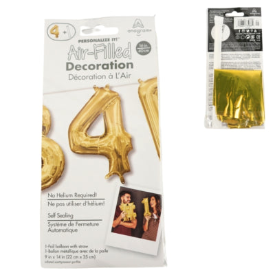 Amscan ballon en aluminium numéro 4 doré 22 cm x 35 cm | 40 pièces