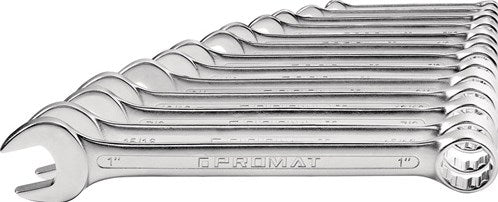 Jeu de clés polygonales Promat tecwerk | 4000823600 | Clé 13 pièces largeur 1 4-1 pouces | façonner un acier au chrome vanadium | cv-4000823628