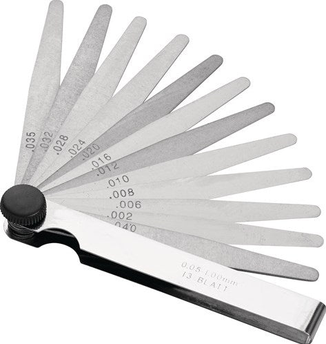 Jauge d'épaisseur Promat tecwerk | résistance de la feuille 0,05-2,0 mm | acier | longueur 100 mm nombre de lames 21 pcs. - 4000851423