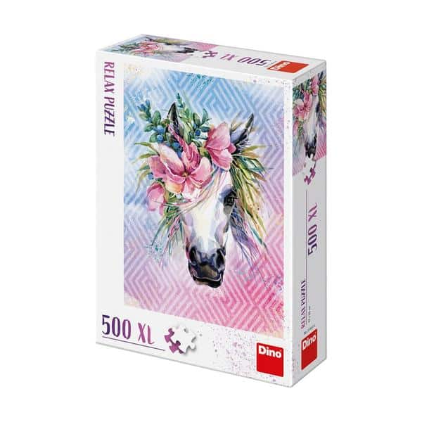 Puzzle Dinotoys - Licorne avec fleurs - 500xl pièces