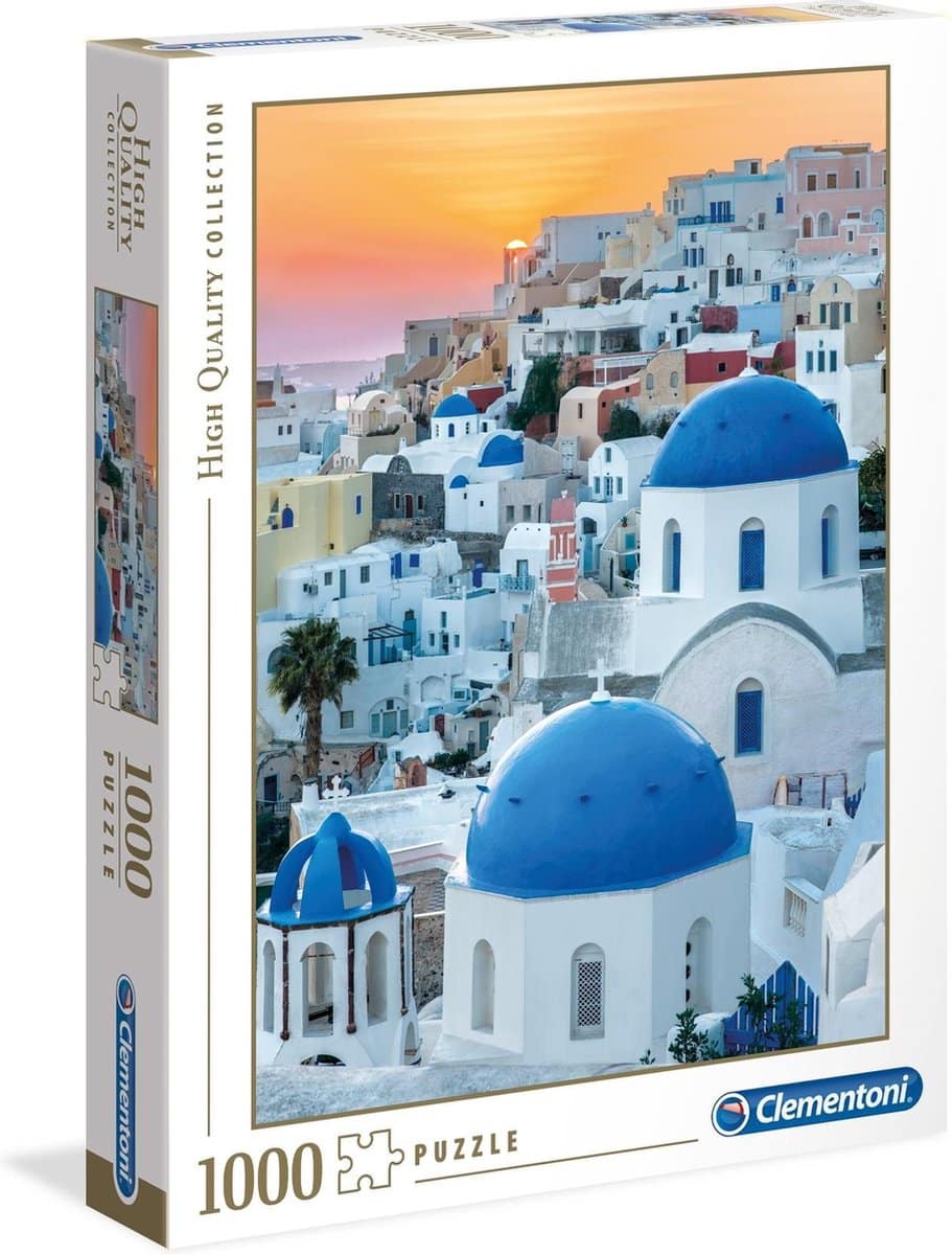 Puzzle Clementoni - paysage urbain Santorin - 1000 pièces