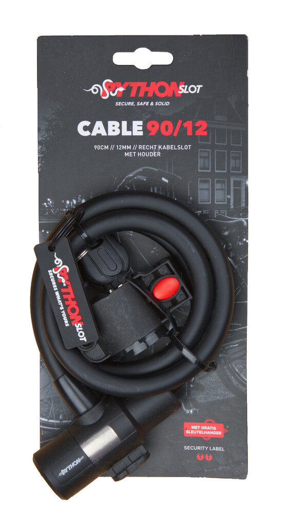 Câble antivol Python Lock 12mmx90cm, avec support