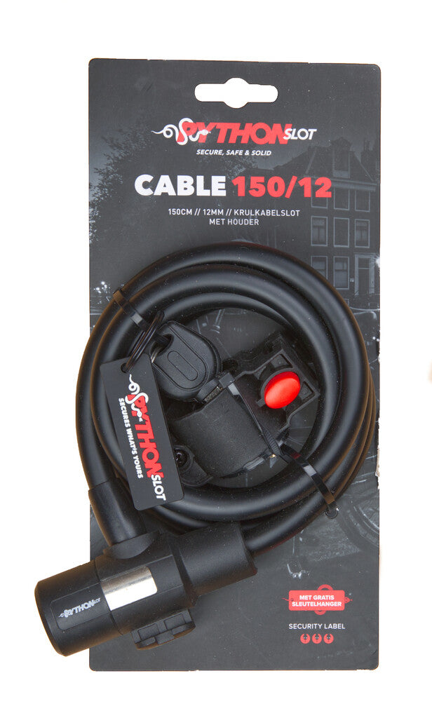Serrure spirale Python 12mmx150cm, avec support