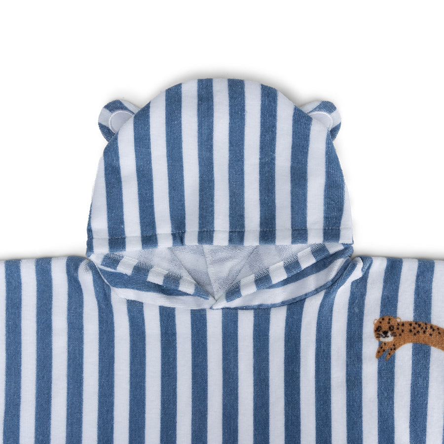 Itinérant | poncho de plage en coton bleu 65 x 65 cm