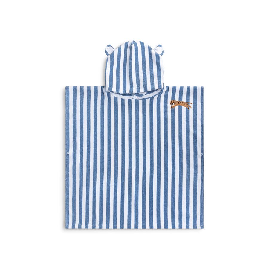 Itinérant | poncho de plage en coton bleu 65 x 65 cm