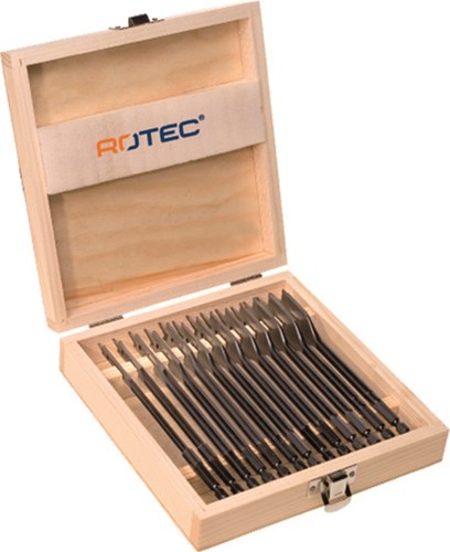 Rotec 13 pièces. jeu de forets rapides dans une boîte en bois 6-25mm - 9001018 - 900.1018