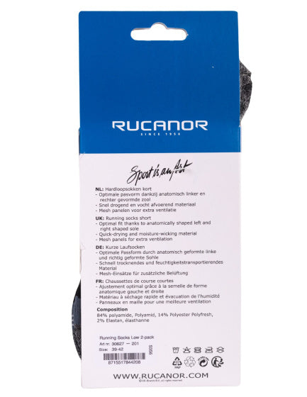 Rucanor Running chaussettes courte 2-pack Black Taille 35-38