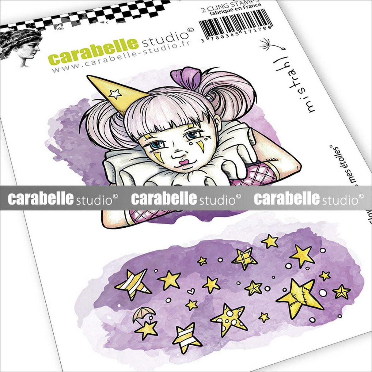 Carabelle studio • cling stamp a7 clown dans les étoiles