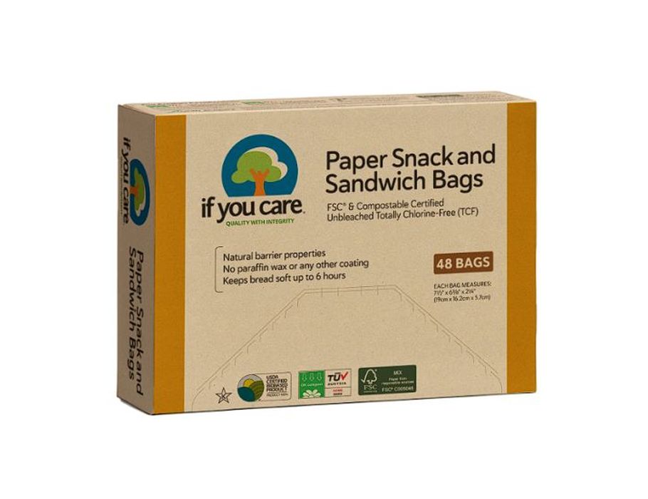 Si vous vous souciez des sacs à sandwich aux collations - Papier FSC non blanchi - 48 PC. - 19x16x5,7 cm