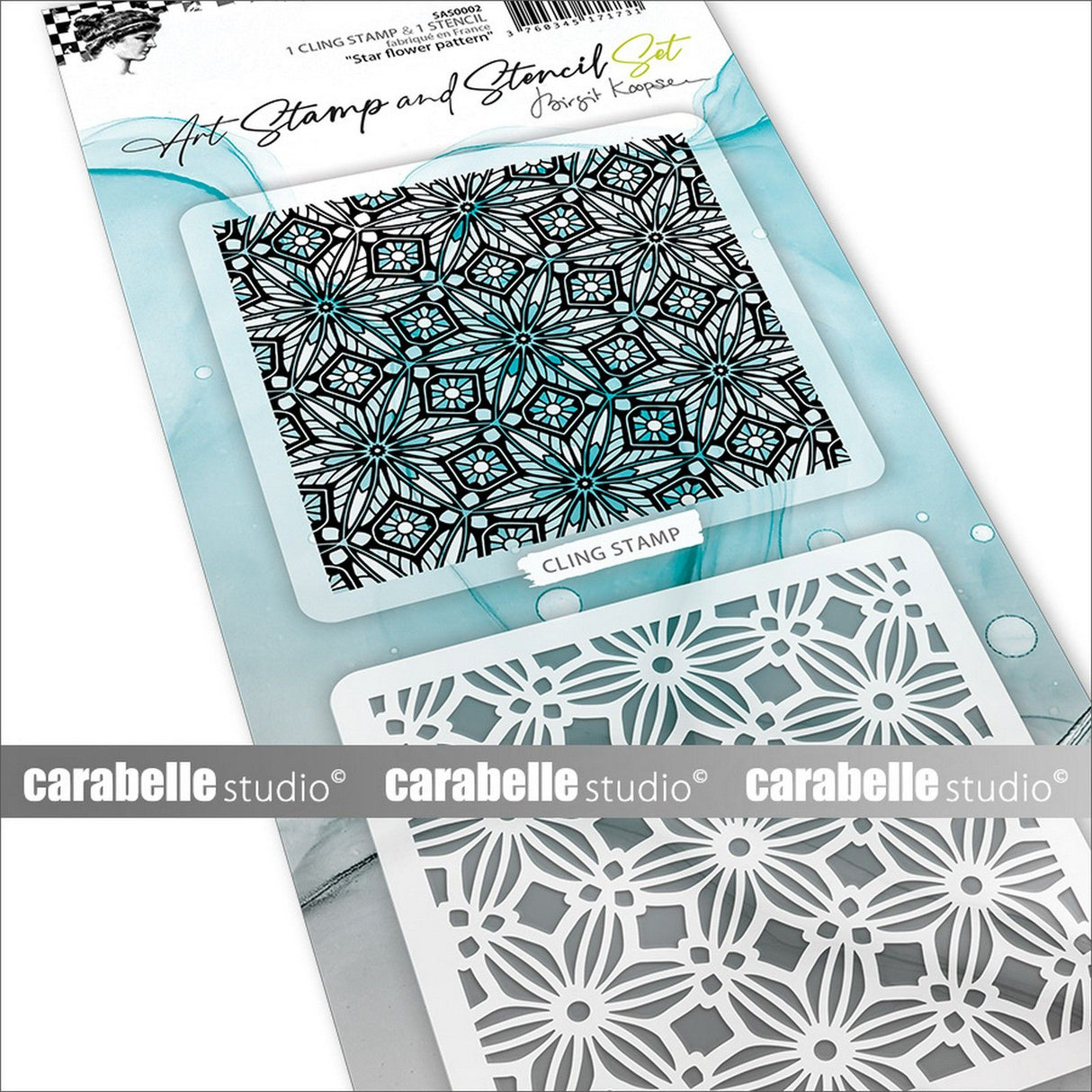 Carabelle studio • ensemble de pochoirs pour tampons d'art, motif de fleurs et d'étoiles