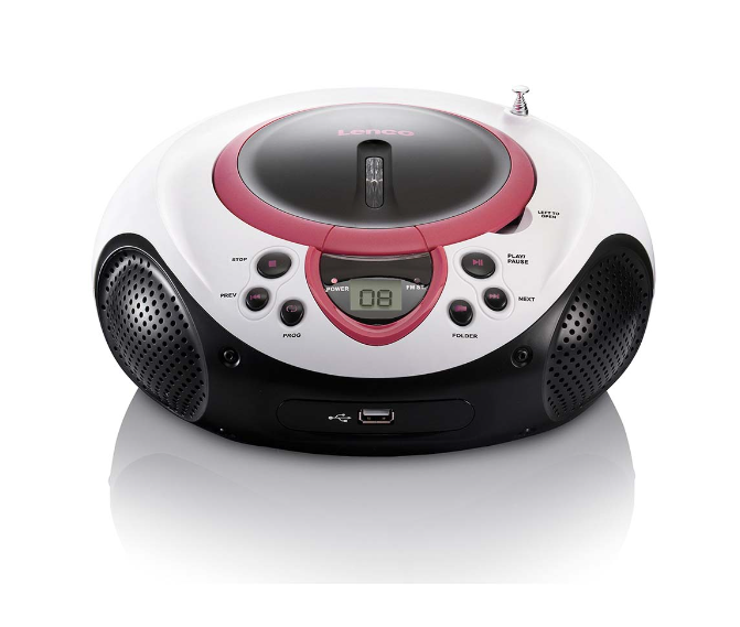 Lenco scd38 lecteur cd usb portable rose