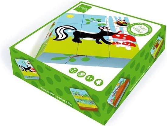 Jeu de dames gratter des blocs de bois puzzle forêt, avec 9 blocs