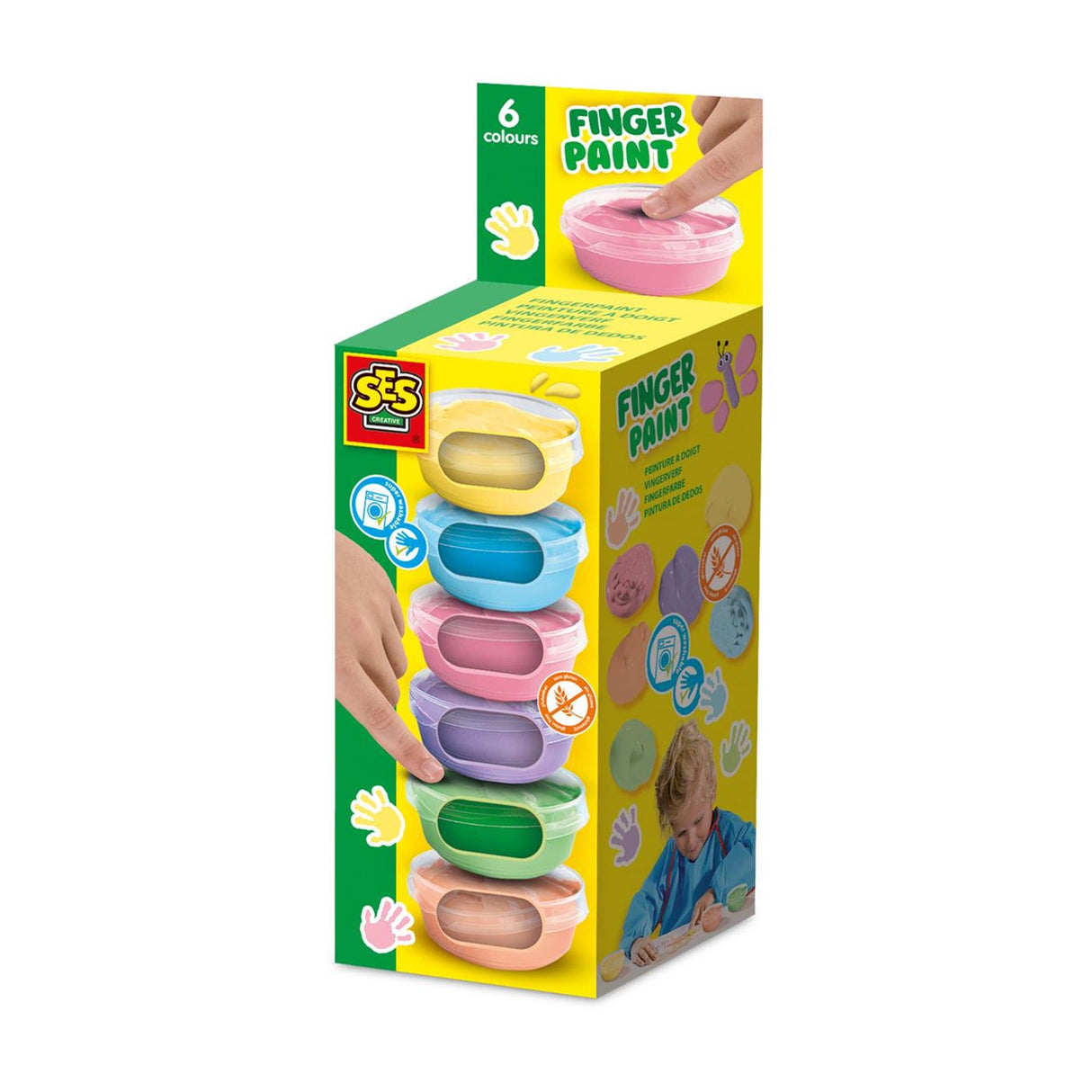 Ses peinture au doigt pastel 6 couleurs x 45 ml